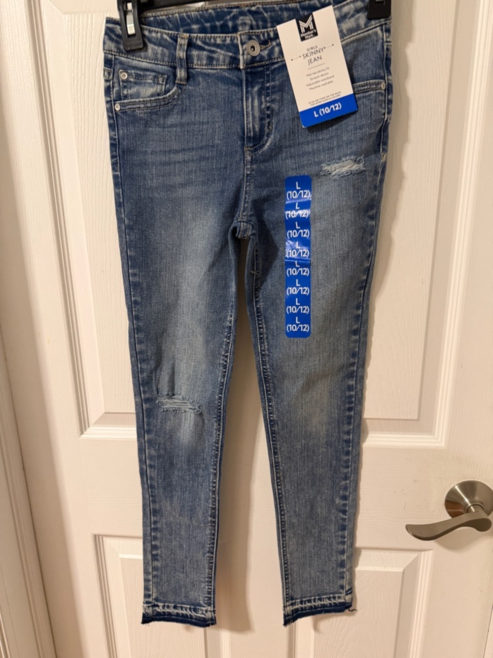 New Girls Light Blue Skinny Jeans with Stretch - Girls Size L (10/12)